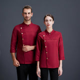 Maxbell Men Women Chef Coat Jacket Cooking Uniform Waiter Apparel Restaurant M Red