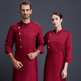 Maxbell Men Women Chef Coat Jacket Cooking Uniform Waiter Apparel Restaurant L Red