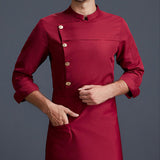 Maxbell Men Women Chef Coat Jacket Cooking Uniform Waiter Apparel Restaurant L Red
