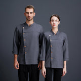 Maxbell Men Women Chef Coat Jacket Cooking Uniform Waiter Apparel Restaurant L Gray