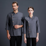 Maxbell Men Women Chef Coat Jacket Cooking Uniform Waiter Apparel Restaurant L Gray