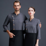 Maxbell Men Women Chef Coat Jacket Cooking Uniform Waiter Apparel Restaurant L Gray