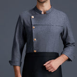 Maxbell Men Women Chef Coat Jacket Cooking Uniform Waiter Apparel Restaurant L Gray