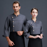 Maxbell Men Women Chef Coat Jacket Cooking Uniform Waiter Apparel Restaurant XXL Gray