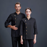 Maxbell Men Women Chef Coat Jacket Cooking Uniform Waiter Apparel Restaurant M Black