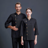 Maxbell Men Women Chef Coat Jacket Cooking Uniform Waiter Apparel Restaurant XXL Black