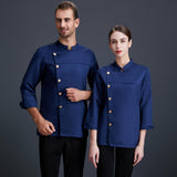 Maxbell Men Women Chef Coat Jacket Cooking Uniform Waiter Apparel Restaurant M Blue