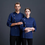 Maxbell Men Women Chef Coat Jacket Cooking Uniform Waiter Apparel Restaurant M Blue