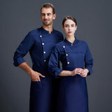 Maxbell Men Women Chef Coat Jacket Cooking Uniform Waiter Apparel Restaurant L Blue