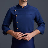 Maxbell Men Women Chef Coat Jacket Cooking Uniform Waiter Apparel Restaurant L Blue