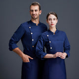 Maxbell Men Women Chef Coat Jacket Cooking Uniform Waiter Apparel Restaurant XXL Blue