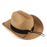 Maxbell Western Cowboy Hat Wide Brim Sunshade Hat Cowgirl Hat Holiday Beach Brown