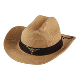 Maxbell Western Cowboy Hat Wide Brim Sunshade Hat Cowgirl Hat Holiday Beach Brown