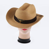 Maxbell Western Cowboy Hat Wide Brim Sunshade Hat Cowgirl Hat Holiday Beach Brown