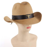 Maxbell Western Cowboy Hat Wide Brim Sunshade Hat Cowgirl Hat Holiday Beach Brown