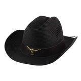 Maxbell Western Cowboy Hat Wide Brim Sunshade Hat Cowgirl Hat Holiday Beach Black