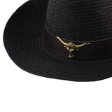 Maxbell Western Cowboy Hat Wide Brim Sunshade Hat Cowgirl Hat Holiday Beach Black