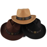 Maxbell Cowboy Hat Wide Brim Casual Cowgirl Hat for Men Autumn Costume Accessories Coffee