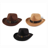 Maxbell Cowboy Hat Wide Brim Casual Cowgirl Hat for Men Autumn Costume Accessories Coffee