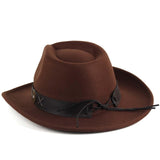 Maxbell Cowboy Hat Wide Brim Casual Cowgirl Hat for Men Autumn Costume Accessories Coffee