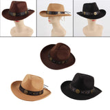 Maxbell Cowboy Hat Wide Brim Casual Cowgirl Hat for Men Autumn Costume Accessories Coffee