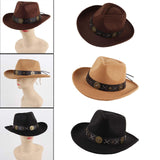 Maxbell Cowboy Hat Wide Brim Casual Cowgirl Hat for Men Autumn Costume Accessories Coffee