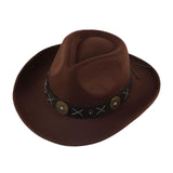 Maxbell Cowboy Hat Wide Brim Casual Cowgirl Hat for Men Autumn Costume Accessories Coffee