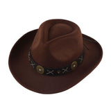 Maxbell Cowboy Hat Wide Brim Casual Cowgirl Hat for Men Autumn Costume Accessories Coffee