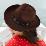 Maxbell Cowboy Hat Wide Brim Casual Cowgirl Hat for Men Autumn Costume Accessories Coffee