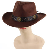 Maxbell Cowboy Hat Wide Brim Casual Cowgirl Hat for Men Autumn Costume Accessories Coffee