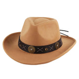 Maxbell Cowboy Hat Wide Brim Casual Cowgirl Hat for Men Autumn Costume Accessories Khaki