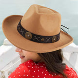 Maxbell Cowboy Hat Wide Brim Casual Cowgirl Hat for Men Autumn Costume Accessories Khaki