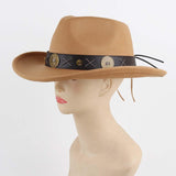 Maxbell Cowboy Hat Wide Brim Casual Cowgirl Hat for Men Autumn Costume Accessories Khaki