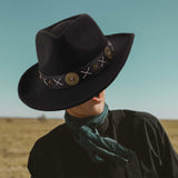 Maxbell Cowboy Hat Wide Brim Casual Cowgirl Hat for Men Autumn Costume Accessories Black