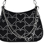 Maxbell Casual Dumpling Bun Heart Pattern Underarm Bags Purse Girls Shoulder Bag Black