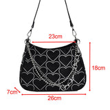Maxbell Casual Dumpling Bun Heart Pattern Underarm Bags Purse Girls Shoulder Bag Black