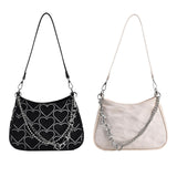 Maxbell Casual Dumpling Bun Heart Pattern Underarm Bags Purse Girls Shoulder Bag Black