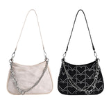 Maxbell Casual Dumpling Bun Heart Pattern Underarm Bags Purse Girls Shoulder Bag Black