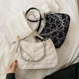 Maxbell Casual Dumpling Bun Heart Pattern Underarm Bags Purse Girls Shoulder Bag Black