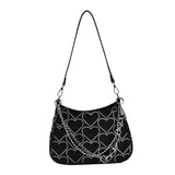 Maxbell Casual Dumpling Bun Heart Pattern Underarm Bags Purse Girls Shoulder Bag Black