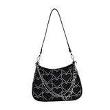 Maxbell Casual Dumpling Bun Heart Pattern Underarm Bags Purse Girls Shoulder Bag Black
