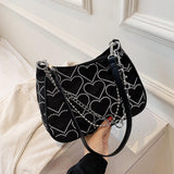 Maxbell Casual Dumpling Bun Heart Pattern Underarm Bags Purse Girls Shoulder Bag Black