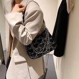 Maxbell Casual Dumpling Bun Heart Pattern Underarm Bags Purse Girls Shoulder Bag Black