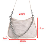 Maxbell Casual Dumpling Bun Heart Pattern Underarm Bags Purse Girls Shoulder Bag White