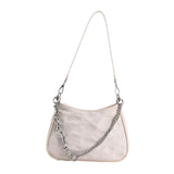 Maxbell Casual Dumpling Bun Heart Pattern Underarm Bags Purse Girls Shoulder Bag White