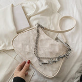 Maxbell Casual Dumpling Bun Heart Pattern Underarm Bags Purse Girls Shoulder Bag White