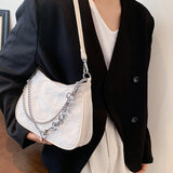 Maxbell Casual Dumpling Bun Heart Pattern Underarm Bags Purse Girls Shoulder Bag White