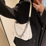 Maxbell Casual Dumpling Bun Heart Pattern Underarm Bags Purse Girls Shoulder Bag White