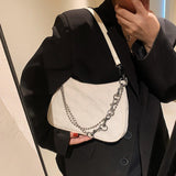 Maxbell Casual Dumpling Bun Heart Pattern Underarm Bags Purse Girls Shoulder Bag White