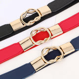 Maxbell Fashion Women Belt Wide Waistband Casual Waist Chain Party Dress PU Leather red